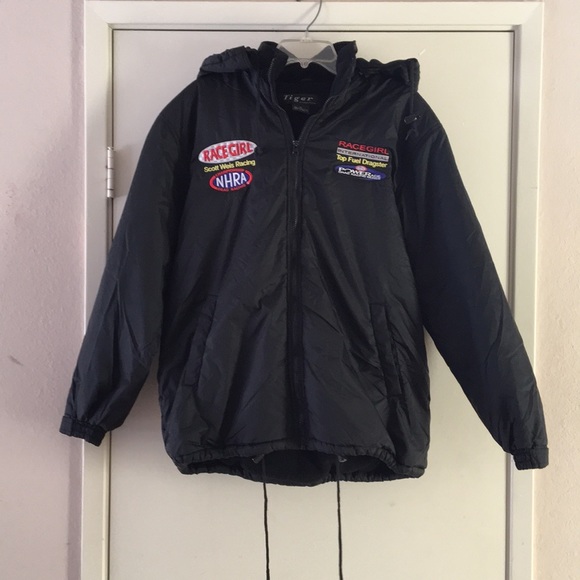 Vintage Racegirl NHRA Race Hood Black Jacket - Picture 3 of 10